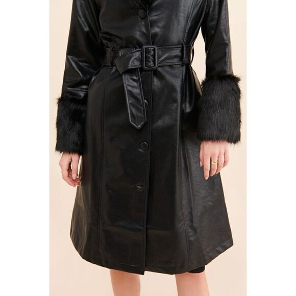 Petit Moments Solange Vegan Leather Coat Size L - Picture 3 of 12